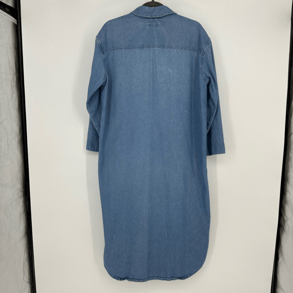 ORVIS Women’s Denim Shirt Dress Midi Blue Size S 100% cotton Western Minimalist - Picture 7 of 9